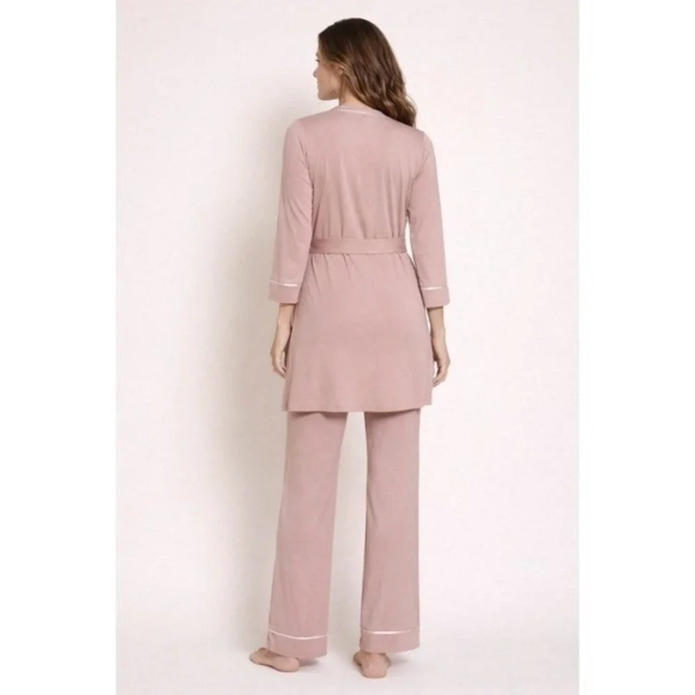 Bella Maternity 3-Piece Pajama SetCotton/modal Mandorla/Moon Ivory size S‎
